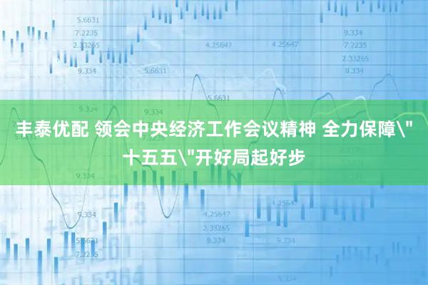 丰泰优配 领会中央经济工作会议精神 全力保障＂十五五＂开好局起好步